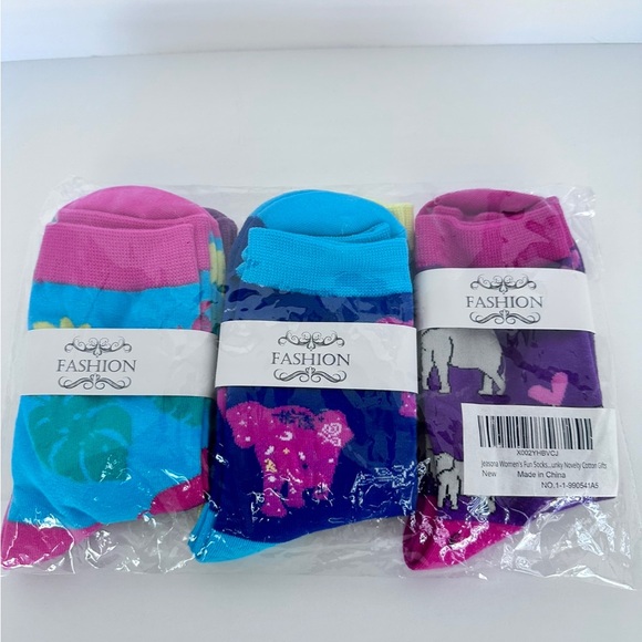 Fashion Women’s mid tube cotton whimsical cartoon elephant socks shoe size (5-8) - Picture 2 of 7